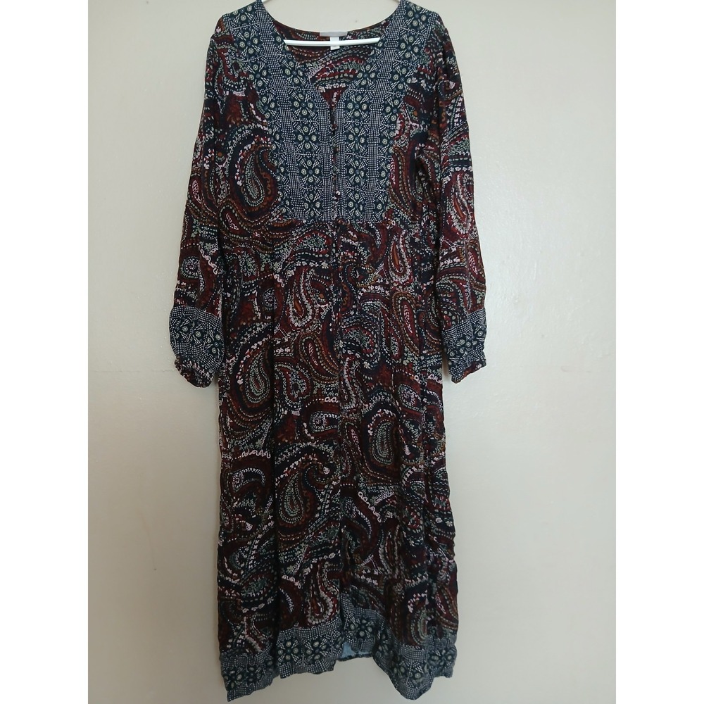 Knox Rose Dress 2x Maxi Balloon Sleeve Peasant Bohemian Cottage Core Boho